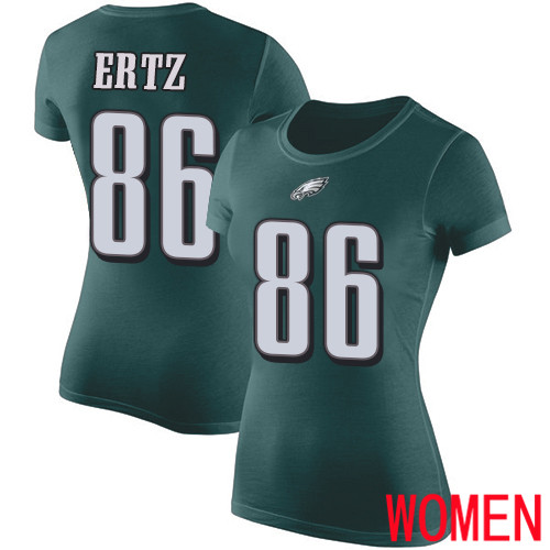 Women Philadelphia Eagles #86 Zach Ertz Green Rush Pride Name and Number NFL T Shirt->nfl t-shirts->Sports Accessory